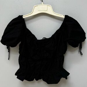 Majorelle Black Short Sleeve Top in Small